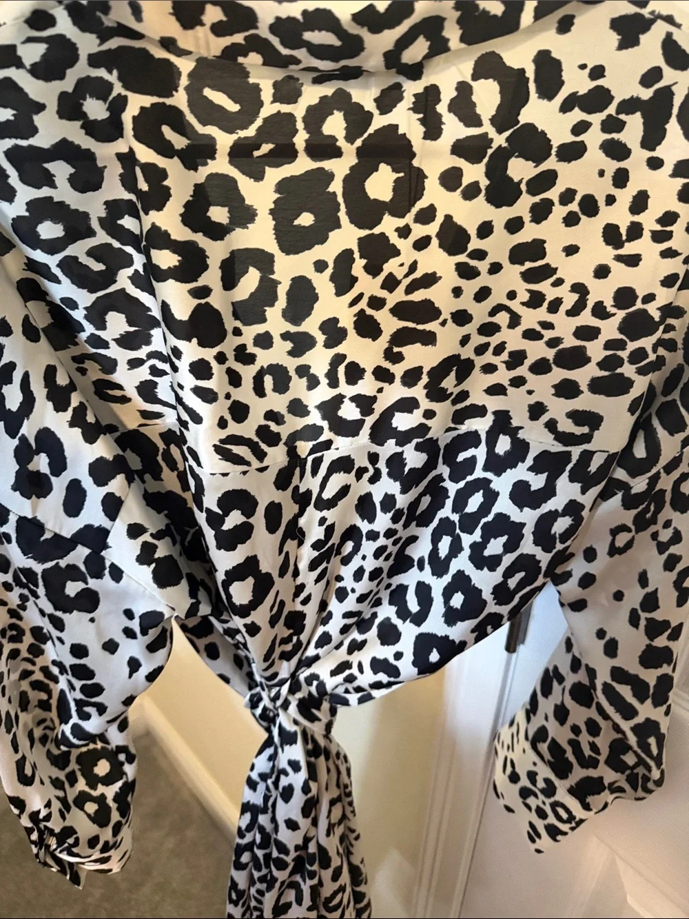 ZARA Black & White Leopard Tie-Front Button dress